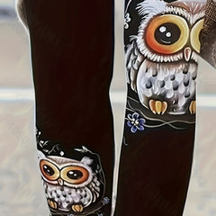 Women's Plus Owl Print High Rise Leggings