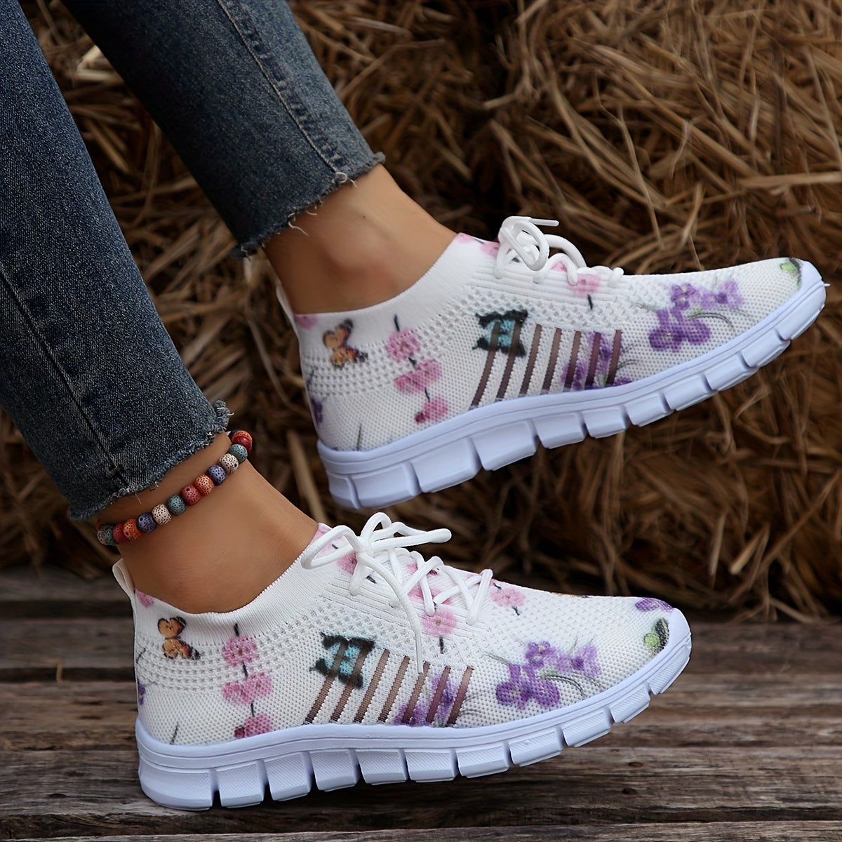 Women's Print Shock-absorbing Running Shoes Comfortable Outdoor Sports Shoes