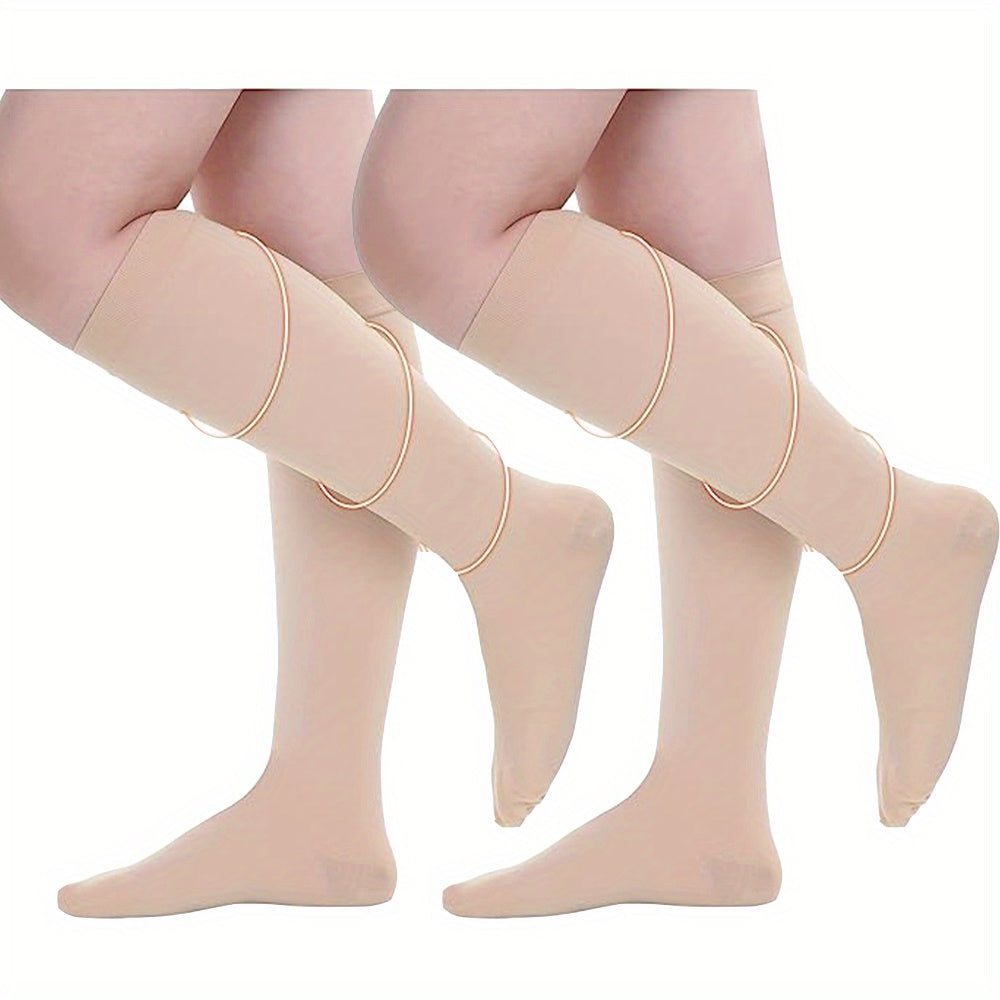 2 Pairs Plus Size Compression Socks 15-20 mmHg for Circulation Support