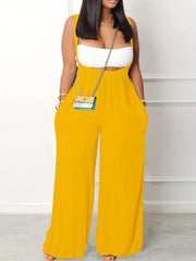 Casual Two piece Set Tube Top & Wide Leg Jumpsuit Women's Clothing