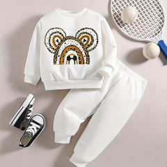 Rainbow Mouse Graphic Sweatshirt Pants Set for Baby Girls Boys