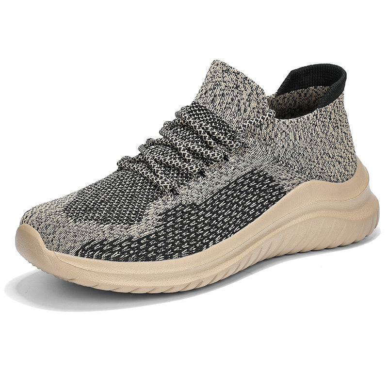 Men's Breathable Woven Sneakers - Lightweight Antislip Lace-Up