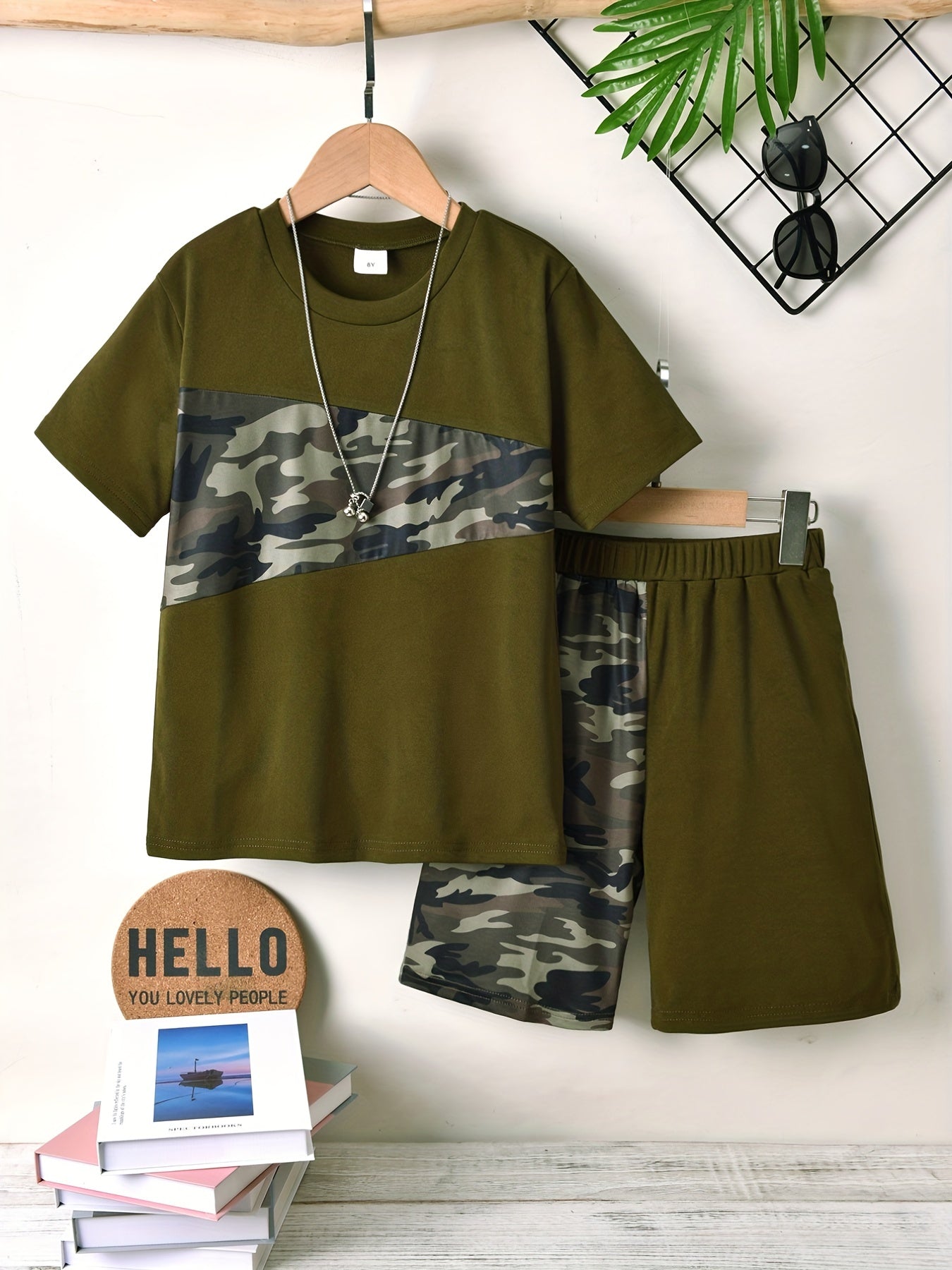 Boys Camouflage Casual Outfit T shirt & Shorts Kids Summer Clothes Sets
