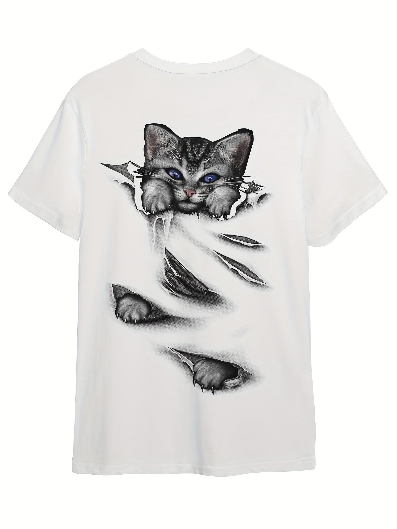 Creative Cat Graphic Short Sleeve T-shirt for Kids Summer Sports