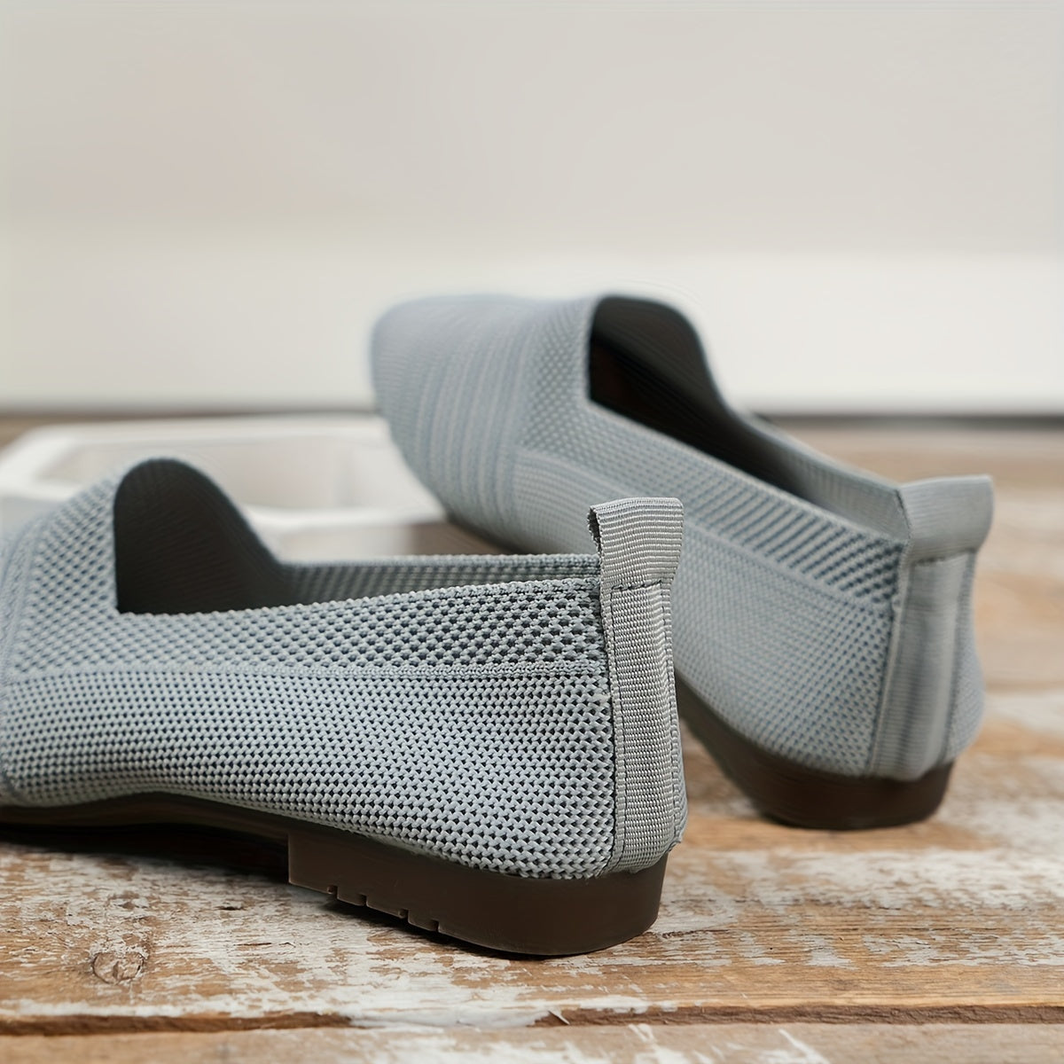 Women's Knitted Flat Shoes Soft Sole Slip-On Casual Non Slip Flats