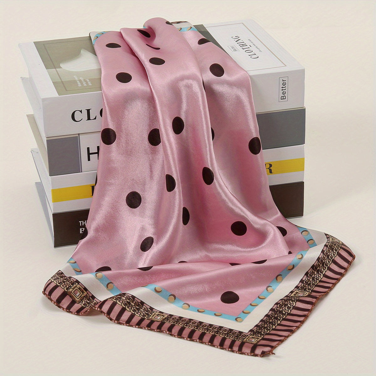 Polka Dot Print Square Scarf Woman Neckerchief Satin Shawl Head Wraps