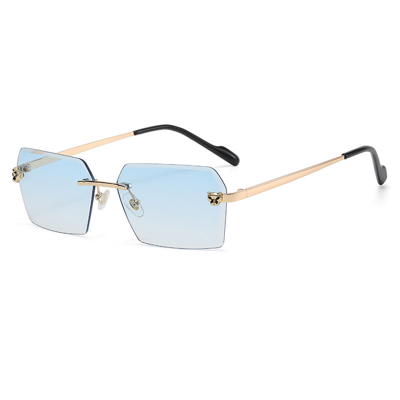 Leopard Rimless Square Sunglasses