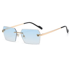 Leopard Rimless Square Sunglasses