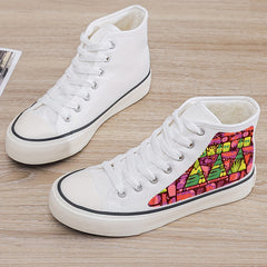 Abstract Print Plush Lined Thermal Chunky Canvas Sneakers