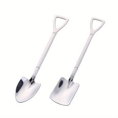 2pcs Stainless Steel Shovel Spoon Coffee Ice Cream Spoon Retro Square Spoon