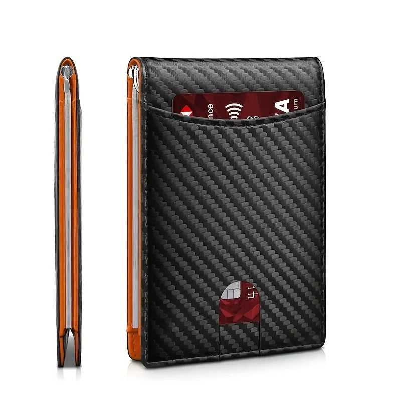 Men's Carbon Fiber Wallet RFID Blocking Credit Card Holder Money Clip