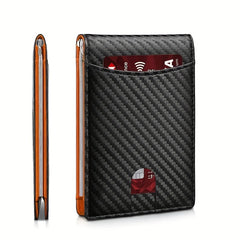 Men's Carbon Fiber Wallet RFID Blocking Credit Card Holder Money Clip