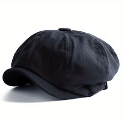 Adjustable Leather Ear Protection Newsboy Cap for Middle-aged Men Dad