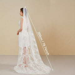 Romantic Wedding Veil Lace Trim Bridal Veil with Comb Hand Wash 2m Long
