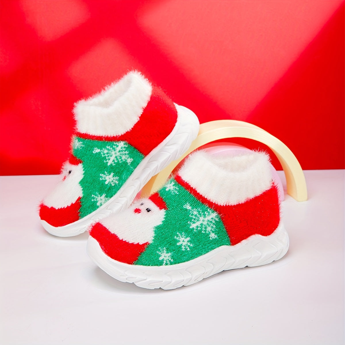 Girl's Christmas Style Slip On Sock Shoes Comfy Non Slip Thermal Sneakers