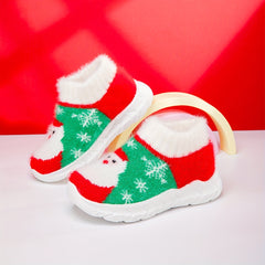 Girl's Christmas Style Slip On Sock Shoes Comfy Non Slip Thermal Sneakers