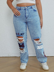 Y2K Butterfly Print Ripped Jeans
