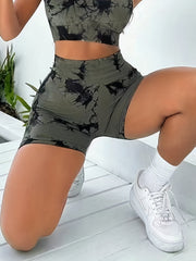 High Waist Tie Dye Yoga Shorts for Women Butt Lifting Leggings