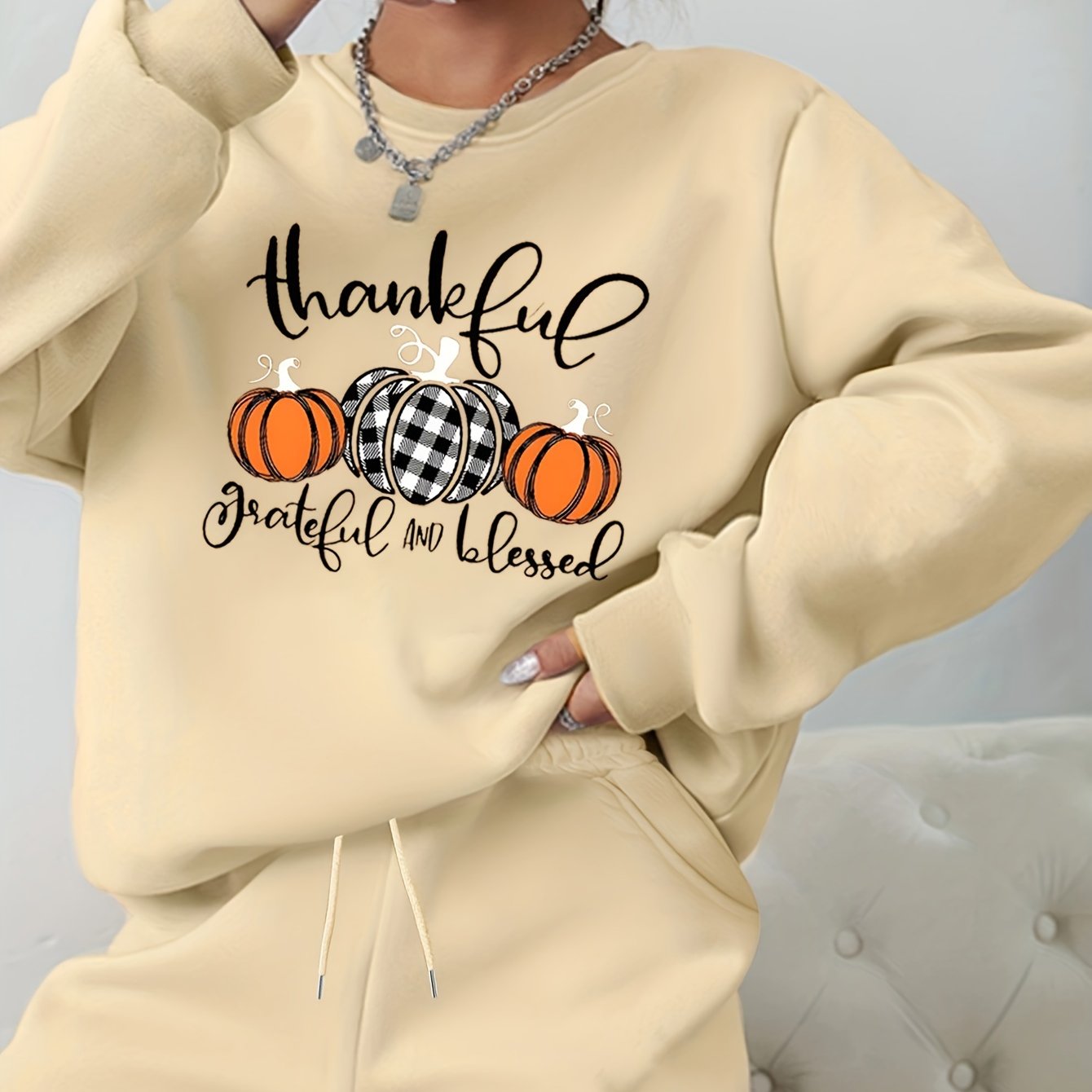 Thanksgiving 2 Piece Set Pumpkin Sweatshirt & Shorts