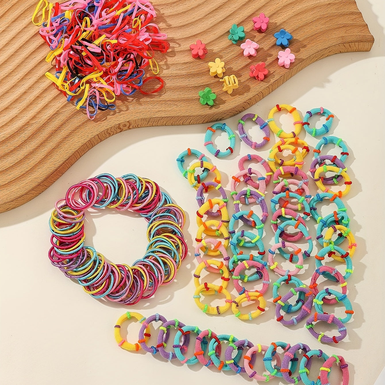 410pcs Colorful Elastic Ponytail Holder Hair Styling Kit