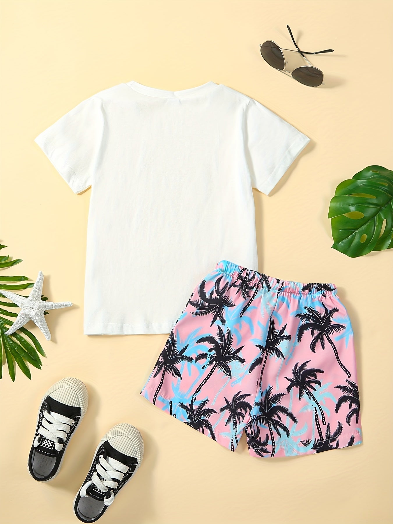 Boys Coconut Tree Outfit T shirt & Shorts Set Summer Kids Clothes