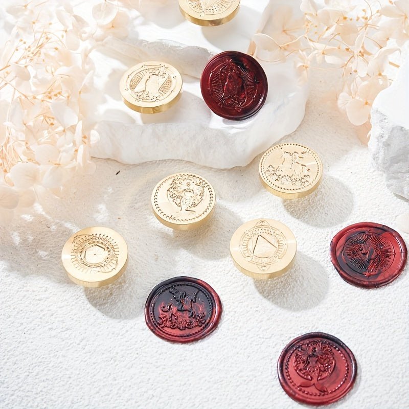 Exquisite Mermaid Pattern Fire Lacquer Brass Seal