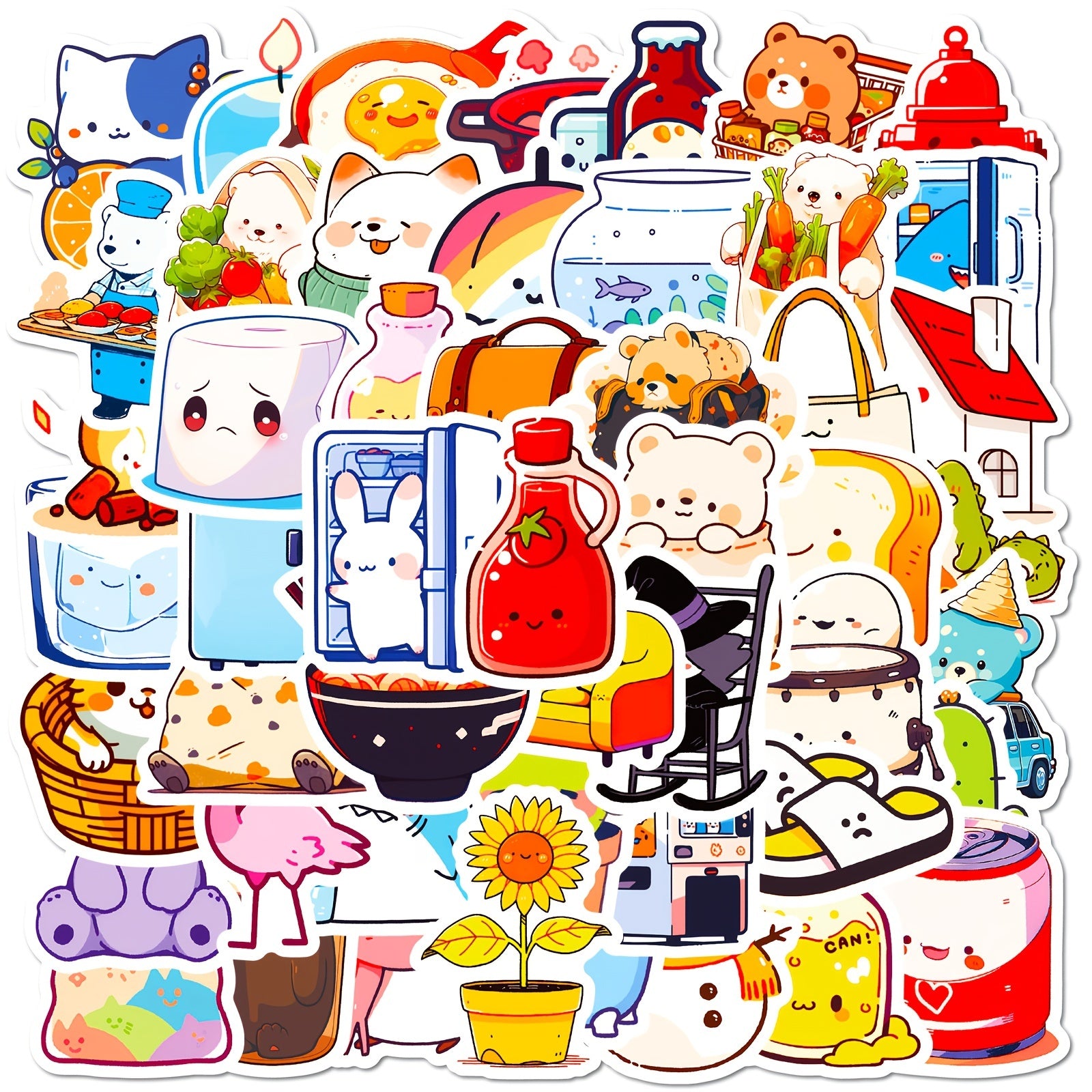 50pcs Lively Animal Series Stickers Laptop Helmet Desktop Water Cup Decor