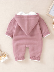 Newborn Knitted Hooded Jumpsuit with Cashmere