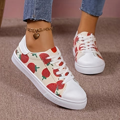 Women's Strawberry Lace up Sneakers Lightweight Walking Shoes