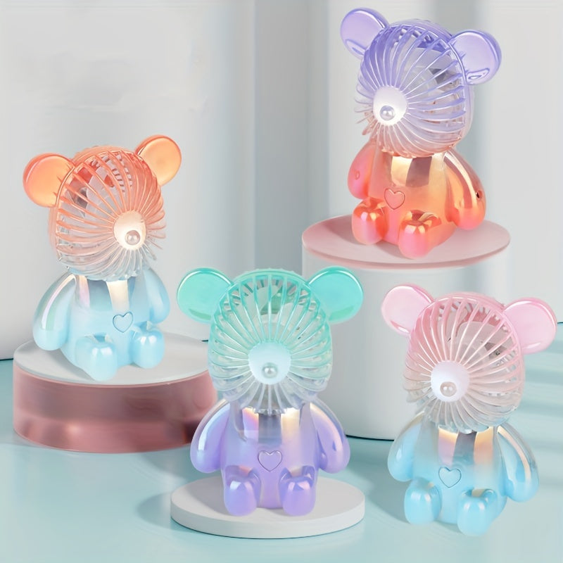 Colorful Bear Fan Handheld Mini Fan USB Charging Desk Top Decoration Fan