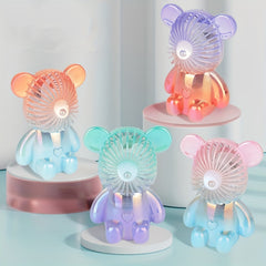 Colorful Bear Fan Handheld Mini Fan USB Charging Desk Top Decoration Fan