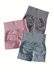 3pcs High Waist Yoga Shorts for Women