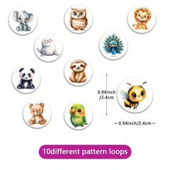 500pcs Watercolor Animal Stickers Roll - Vibrant Cartoon Designs