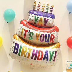 Colorful Candle Cake Aluminum Balloon Birthday Decoration