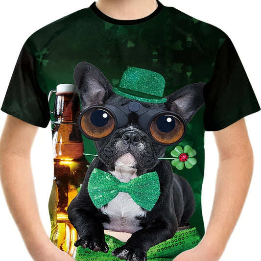 St Patrick's Dog 3D Print Boy's T-shirt Kids Casual Short Sleeve