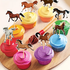 8pcs Cartoon Horse Cake Topper for Birthday Party Decoration