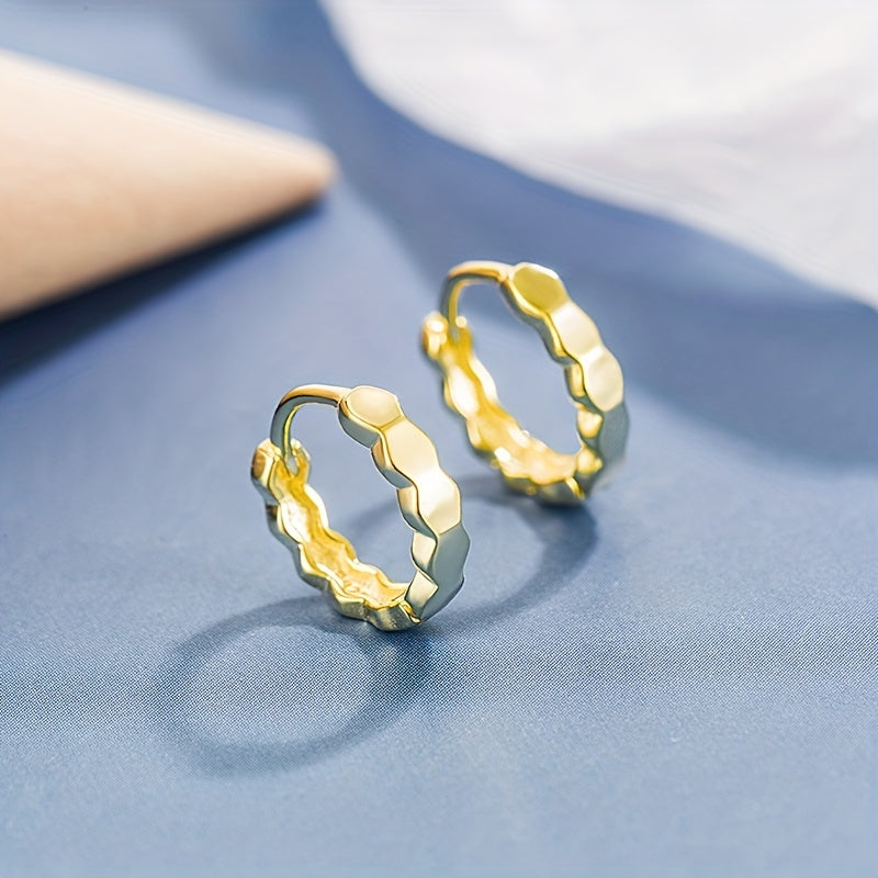 Golden Wave Hoop Earrings S925 Silver Classic Earrings For Women Girls