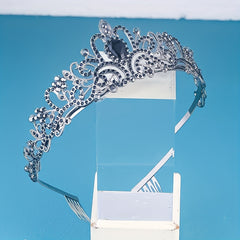 Rhinestone Crown Headband Crystal Hair Band With Comb