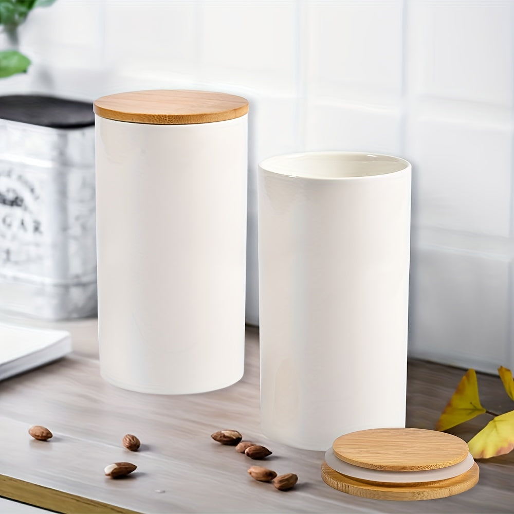 Kitchen Coffee Jar With Bamboo Lid Food Storage Box Spice Jars Set