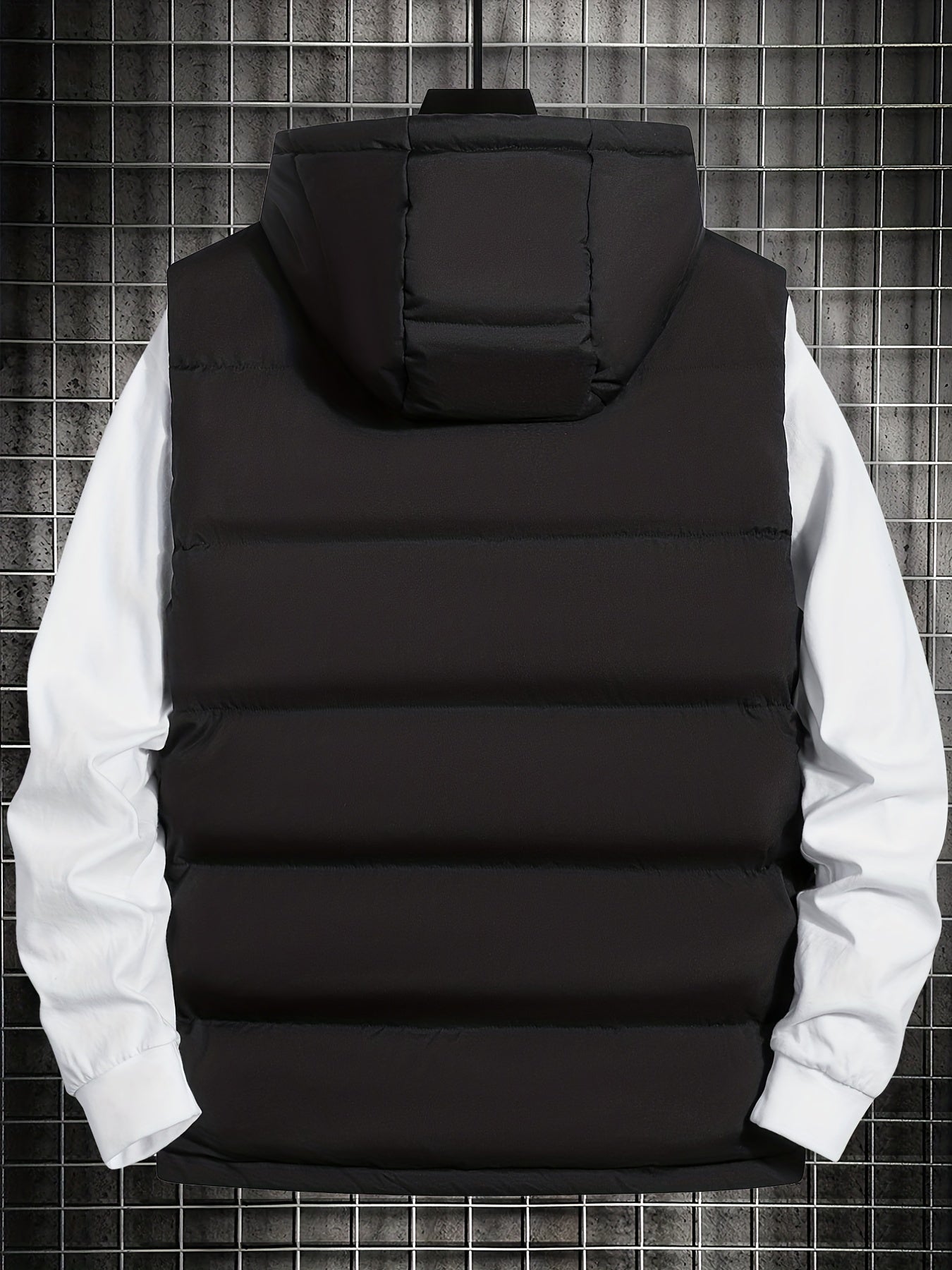 Men's Hooded Winter Vest with Zipper Pockets
