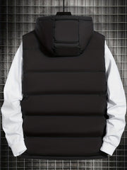 Men's Hooded Winter Vest with Zipper Pockets