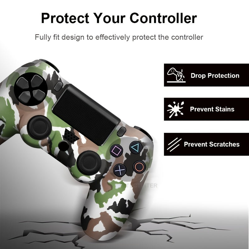 PS4 Controller Skin Camo Pattern Silicone Case Soft Rubber Cover