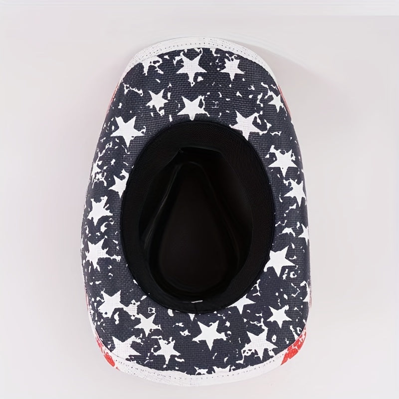 Graffiti Print Cowboy Hat Unisex Block Straw Jazz Hat Red Fedora Cap