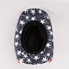Graffiti Print Cowboy Hat Unisex Block Straw Jazz Hat Red Fedora Cap