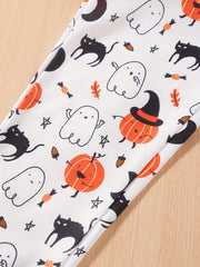 Girls Halloween Jogger Trousers Pumpkin Ghost Print Elastic Waist Pants