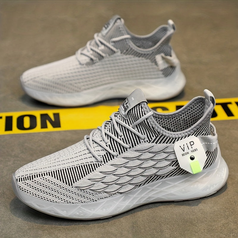 Men's Lace up Scale Effect Sneakers Lightweight Athletic Shoes