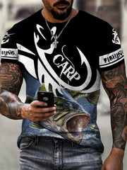 Men's Fishing Themed 3D Print Short Sleeve Round Neck T Shirt