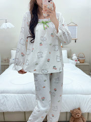 Rabbit Print Pajama Set Women's Sleepwear