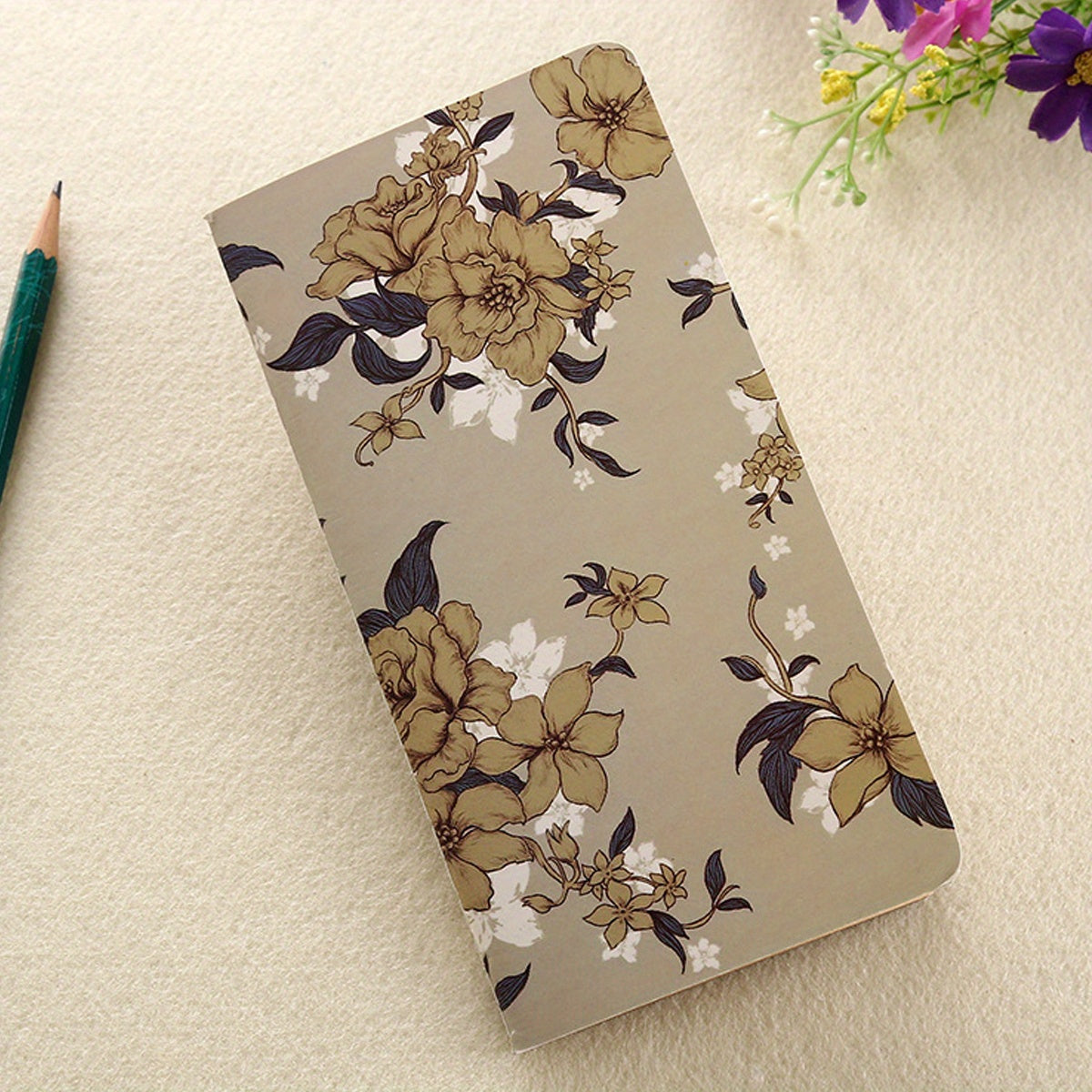 Vintage Flower Portable Notebook 8.99x16.99 cm