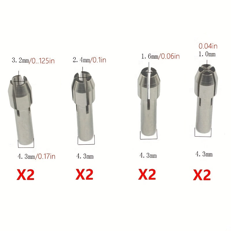 10pc Rotary Collet Set Clamping Nut For Rotary Tool Collet 1mm-3.2mm